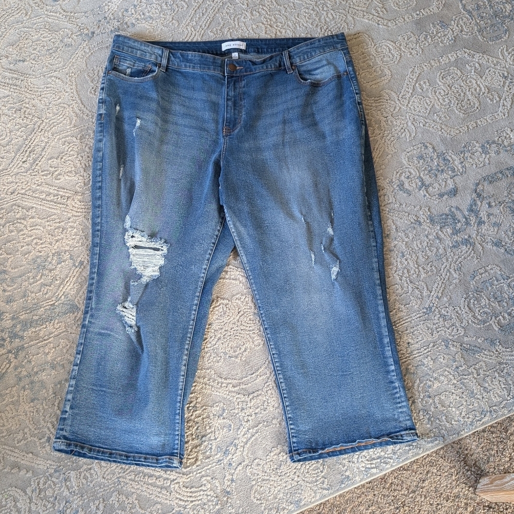 Sz22 Lane Bryant Straight Leg Ankle Jeans Distressed